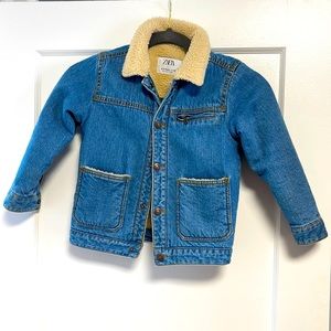 Zara girls shearling jean jacket size 4-5